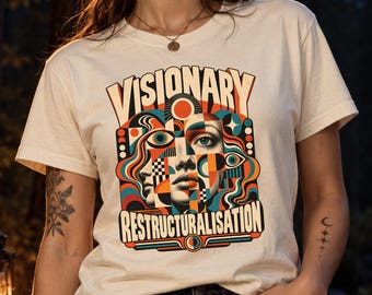 DMT Psychedelic T-shirt | Visionary Restructuralisation Shirt | Bauhaus Surreal Art Tee | Abstract Geometric Tshirt | Retro Top