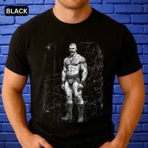 Grunge Leather Daddy Shirt Tom Of Finland Art Style T-shirt For Gay Men Muscle Man Tshirt LGBTQ Gifts