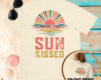 Sun Kissed T-shirt Retro Sunset Shirt Comfort Colours Back Print Coastal Graphic Tshirt Summer Beach Tees