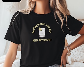 Gin Tonic Shirt Lustiges Cocktail Grafik-T-Shirt Lässiges Sommergetränk-T-Shirt Einzigartiges Geschenk für Cocktail-Enthusiasten Gin & Tonic Trinker