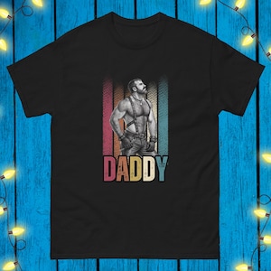 Tom of Finland Style Shirt Daddy Men&#39;s T-shirt For Gay Man Leather Pride Tshirt LGBT Gift For Him Muscle Man Tee LGBT Gift Ideas