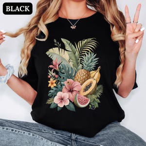 Exotic Fruit Tropical Shirt Comfort Colours Island Luxe Aesthetic Tshirt Beach Cover Ups T-shirt Summer Holiday Top Papaya Graphic Tee