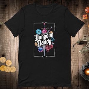 Dungeon Daddy DND T-shirt Dungeons and Dragons Tshirt Dungeon Master Shirt Gift For Role Playing Game D20 Dice RPG Board Game Tee