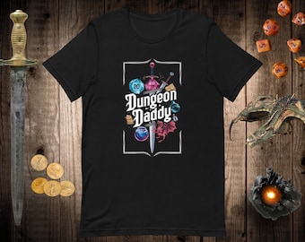 Dungeon Daddy DND T-shirt Dungeons and Dragons Tshirt Dungeon Master Shirt Gift For Role Playing Game D20 Dice RPG Board Game Tee