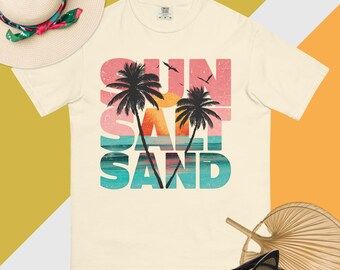 Sun Salt Sand T-Shirt Comfort Colours Beach Shirt Tropical Sunset Graphic Tee Summer Holiday Tshirt Coastal Vibes Clothing