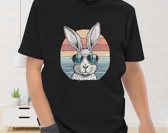 Funny Rabbit Kids Shirt Bunny Wearing Sunglasses Childrens Tshirt Summer Kids T-shirt Unique Kids Gifts Toddler Gift Ideas
