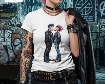 Kissing Punks Shirt Alt Fashion Tshirt Gift For Alternative Music Fan Retro Edgy Tee