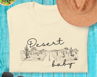 Wüste Baby T-Shirt Minimalistische Wüste Grafik T-Shirt Road Trip Shirt Boho Landschaft Shirt Abenteuer Liebhaber Geschenk