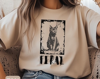 Camiseta de gato salvaje grunge, divertida camiseta de gato, camiseta vintage de gato salvaje, ideas de regalo retro para amantes de los gatos