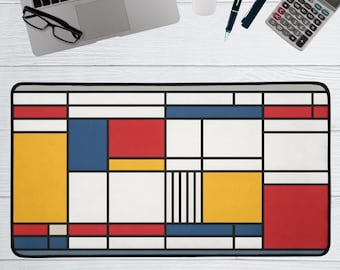 Bauhaus Desk Mat De Stijl Mouse Mat Abstract Pattern Office Decor Unique Architect Gift Mondrian Keyboard Mat Modern Art Pad