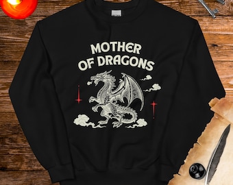 Felpa con stampa "Madre dei draghi", maglione estetico medievale Castlecore, maglietta con drago gotico, idee regalo per la mamma, maglione per la mamma