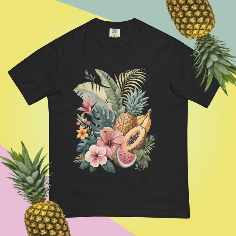 Exotic Fruit Tropical Shirt Island Luxe Aesthetic Tshirt Beach Cover Ups T-shirt Summer Holiday Top Papaya Graphic Tee