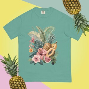 Exotic Fruit Tropical Shirt Island Luxe Aesthetic Tshirt Beach Cover Ups T-shirt Summer Holiday Top Papaya Graphic Tee