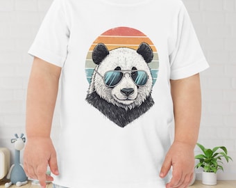 Divertente maglietta per bambini con orsetto panda, maglietta estiva per bambini, maglietta con panda che indossa occhiali da sole, regalo unico per i più piccoli.
