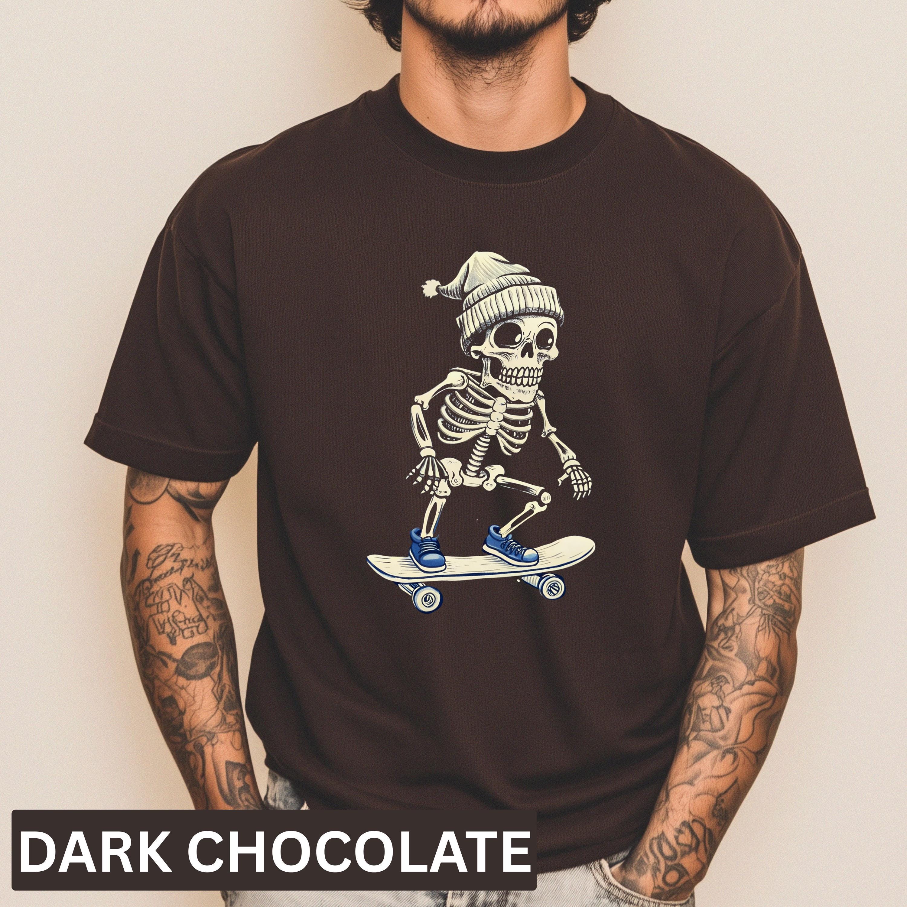 スケルトン スケートボード Tシャツ 面白いスケーター グラフィック T