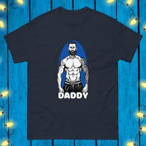 Daddy Mens T-shirt Tom of Finland Style Shirt Gift For Gay Man Pride Tshirt LGBT LGBTQIA Muscle Dad Bisexual Alpha Older Male Dad Bear Tee
