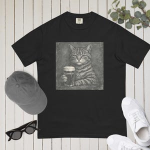 Cat Vintage Pub Shirt Comfort Colours Retro Cats Grunge Illustration Tee