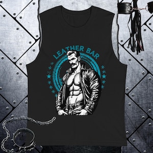 Tom of Finland Style Muscle Shirt Leather Pride Sleeveless Tshirt Gay Daddy T-shirt Gift For Gay Man LGBTQ Tank Top