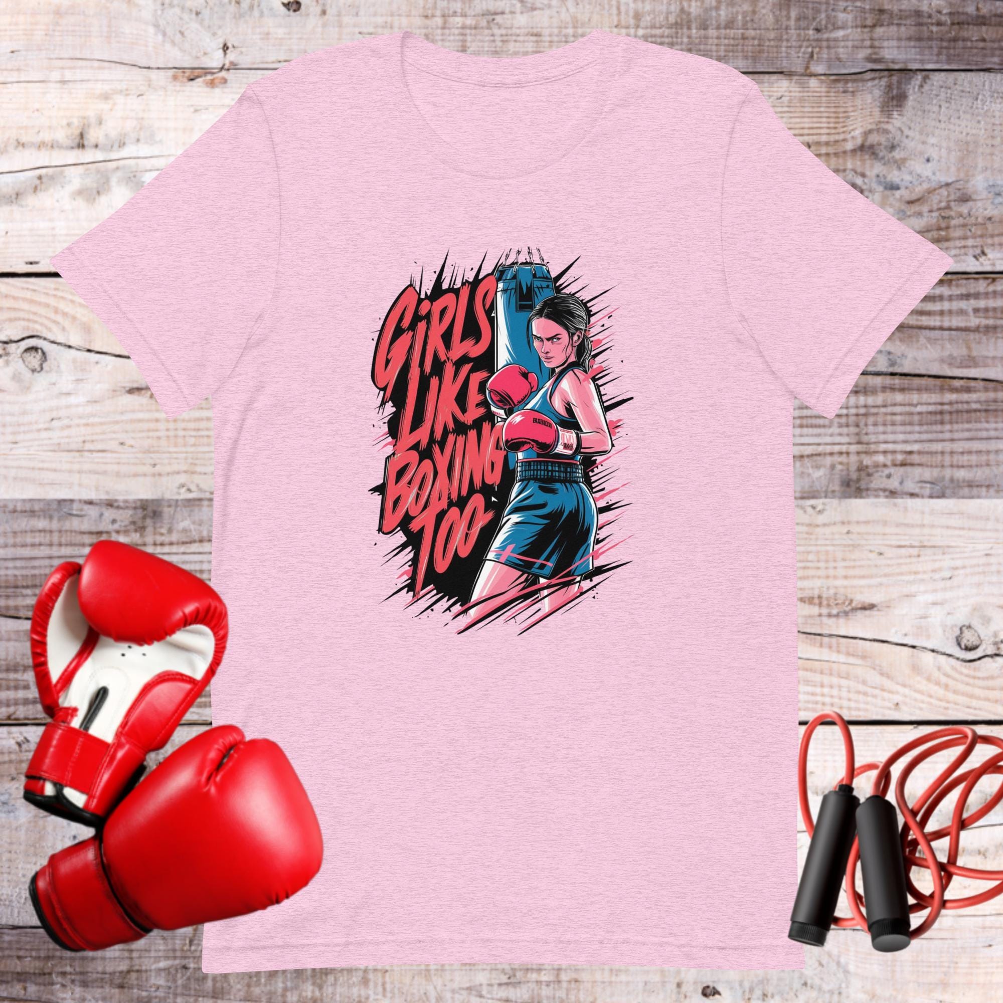 Womens Boxing Shirt Girls Like Boxing Too T-shirt Girl Boxer 