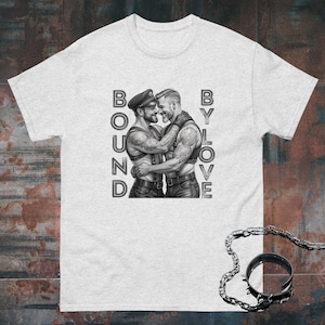 Leather Men T-shirt Tom of Finland Style Shirt Gay Tshirt Gift For Gay Leather Daddy Pride LGBT Valentine Gift For Boyfriend