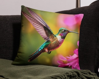 Hummingbird Cushion Cover Humming Bird Pillow Case Pink Home Decor 18 X 18 Inch Yellow Decorative Scatter Cushion Cover Gift For Bird Lover