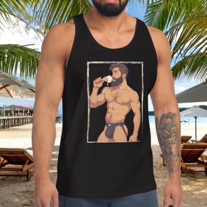 Camiseta de tirantes de verano para hombre musculoso con diseño de helado de papá, camiseta gay, camiseta para hombre musculoso con barba, divertida camiseta de arte queer, camiseta de humor para adultos, camiseta de orgullo LGBTQ