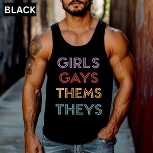 Girls Gays Thems Theys LGBTQ Tank Top Inclusive Pride Vest Lesbian Pride Shirt Non Binary Tees LGBT Ally Top Queer Gifts