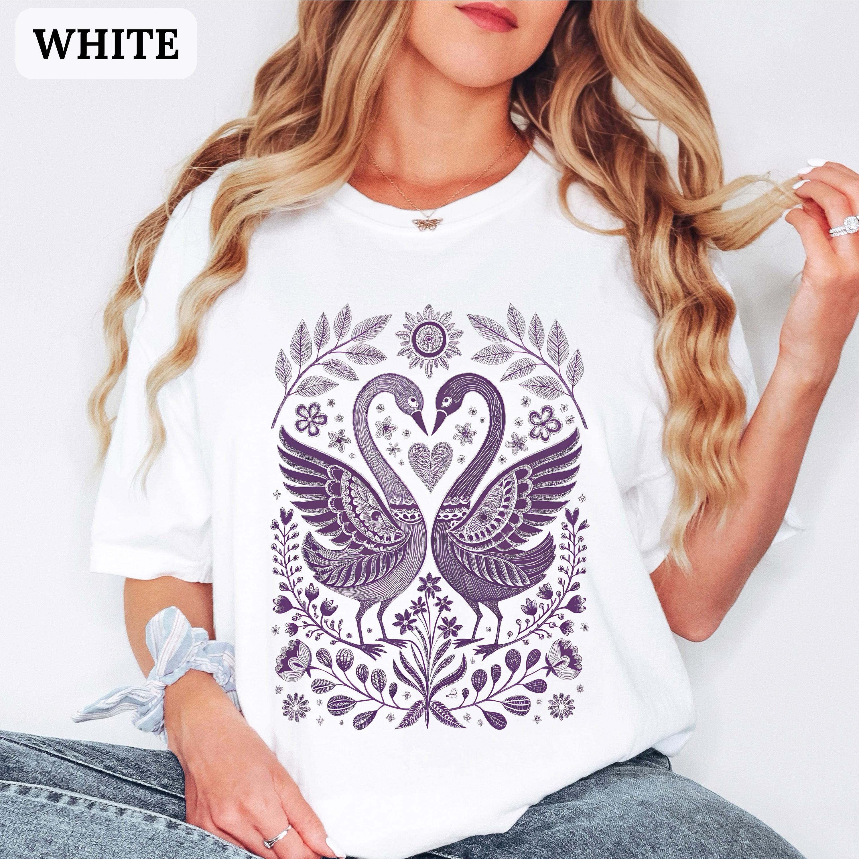 Swan Shirt Comfort Colours T-shirt Monochrome Purple Bird Lover