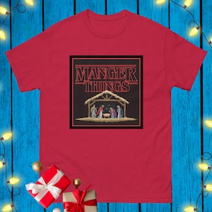 Funny Christmas Shirt Manger Things Shirt Upside Down Tshirt  Science Fiction T-shirt Alternative Christmas Gift For Supernatural Fan