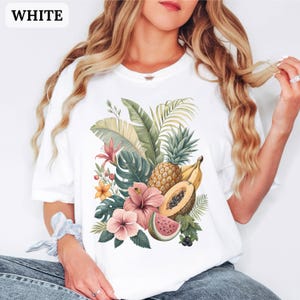 Exotic Fruit Tropical Shirt Comfort Colours Island Luxe Aesthetic Tshirt Beach Cover Ups T-shirt Summer Holiday Top Papaya Graphic Tee