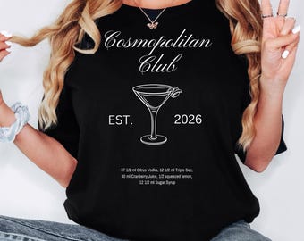 Cosmopolitan Club Comfort Colours T-Shirt, Cocktail Recipe Tee Shirt