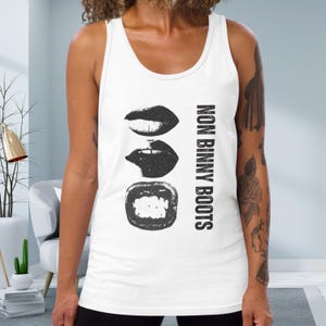 Funny Non Binary Tank Top Non Binny Boots Lips Vest Trending LGBTQ Shirt Gender Non Conforming Tee Unique Queer Top Gender Fluid Gifts