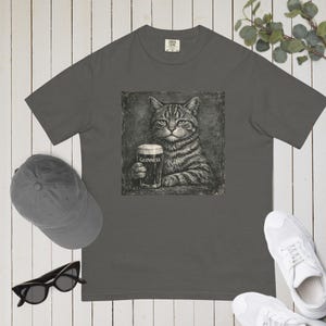 Cat Vintage Pub Shirt Comfort Colours Retro Cats Grunge Illustration Tee