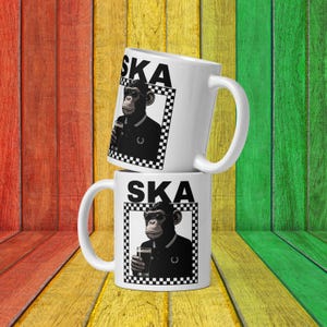 Retro Ska Music Mug SKA Chimp Coffee Cup Funny Monkey Mod Tea Cup Ska Gift Idea Mod Music Coffee Mug Rude Boy Two Tone Old School Gifts