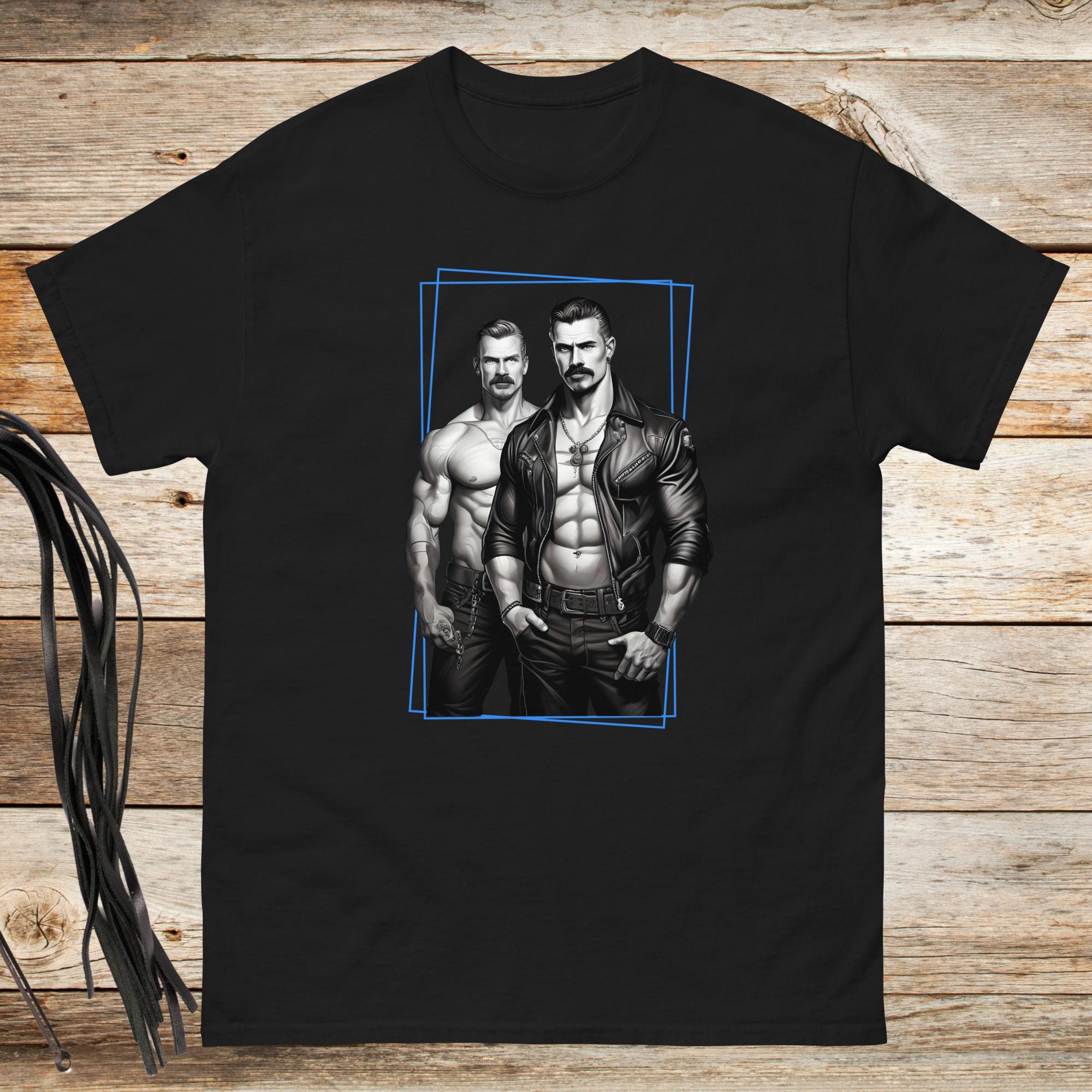 Leather Men T-shirt Tom of Finland Style Shirt Gay Tshirt Gift For Gay Leather Daddy Pride LGBT LGBTQIA Muscle Man Gift For Queer Male