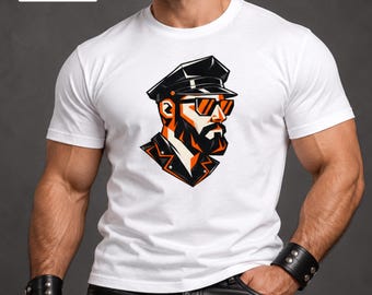 Leather Daddy T-shirt, Gay Leather Shirt, Leather Pride Tee, Tom of Finland Style Tshirt, Gay Daddy Top, Graphic Shirt