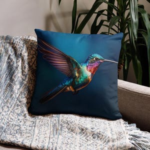 Hummingbird Cushion Cover Humming Bird Pillow Case Blue Home Decor 18 Inch Decorative Scatter Cushion Cover Gift For Bird Lover