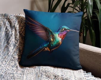 Hummingbird Cushion Cover Humming Bird Pillow Case Blue Home Decor 18 Inch Decorative Scatter Cushion Cover Gift For Bird Lover