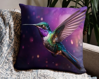Hummingbird Cushion Cover Humming Bird Pillow Case Purple Home Decoration 18 Inch Decorative Scatter Cushion Cover Gift For Bird Lover