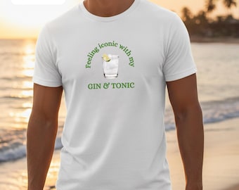 Gin Tonic Shirt Lustiges Cocktail Grafik-T-Shirt Lässiges Sommergetränk-T-Shirt Einzigartiges Geschenk für Cocktail-Enthusiasten Gin & Tonic Trinker