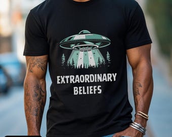 Extraordinary Beliefs UFO T-shirt UAP Graphic Tee Flying Saucer