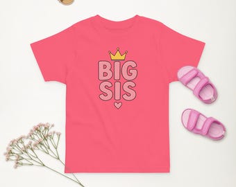 Koszulka dla dzieci Big Sis Koszulka dla starszej siostry Koszulka dla dziewcząt z koroną Koszulka z okazji ogłoszenia ciąży Prezenty
