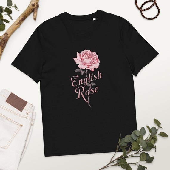 English Rose Organic Cotton Eco Shirt Vintage Style Rose Tshirt