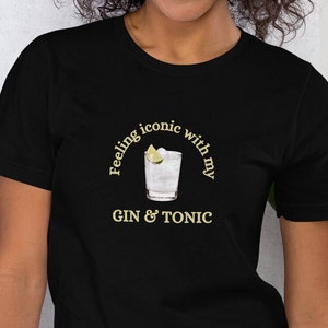 Chemise gin tonic t-shirt graphique cocktail drôle t-shirt boisson d&#39;été décontracté cadeau unique pour les amateurs de cocktails buveur de gin tonic