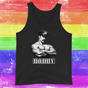 Gay Daddy Herren Tank Top Tom of Finland Style Top Gay Weste Geschenk für Gay Pride Shirt LGBT LGBTQIA Muskelmann Geschenk für ihn Queer Leather