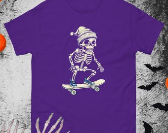 スケルトン スケートボード Tシャツ 面白いスケーター グラフィック T
