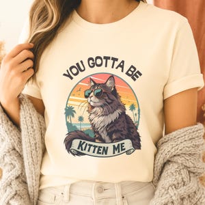 Funny Cat Shirt Maine Coon Cat In Sunglasses T-shirt Feline Retro Sunset Tshirt Vintage Kitten Tee Cat Lover Gifts