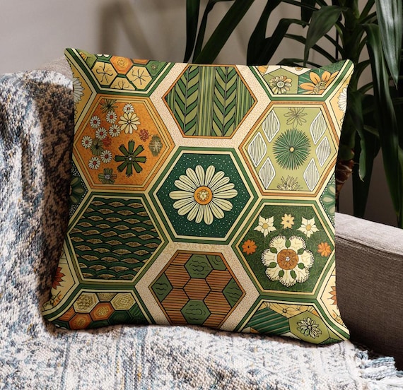 Botanical Pillow Case Geometric Pattern Cushion Cover Arts