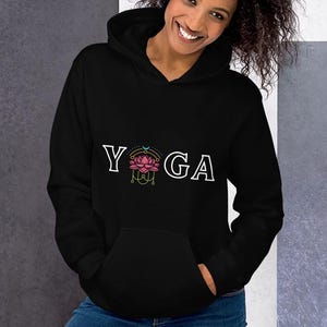 Yoga Hoodie Lotus Flower Sweatshirt Yoga Gifts For Her Namaste Hooded Sweater Yoga Shirt Exercise Apparel Meditation Top