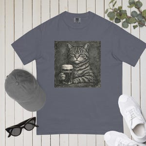 Cat Vintage Pub Shirt Comfort Colours Retro Cats Grunge Illustration Tee